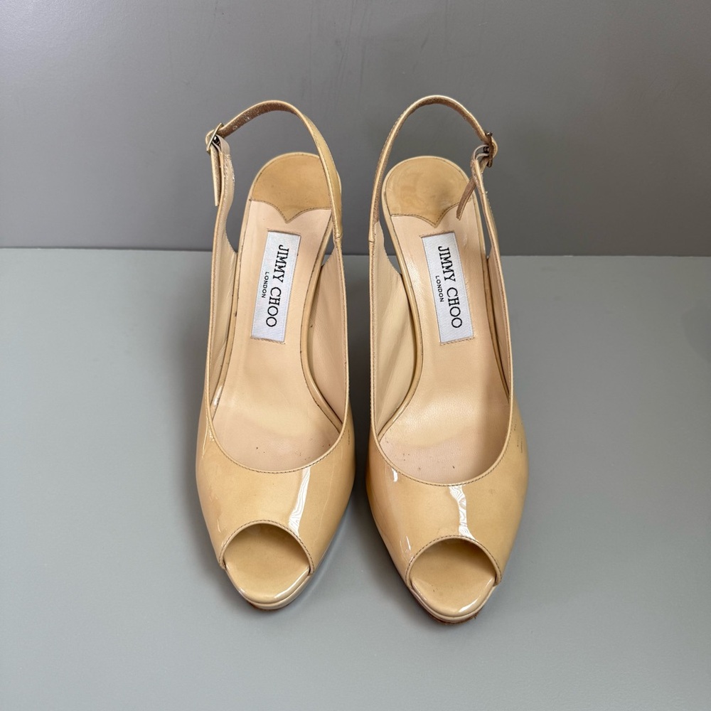 Jimmy Choo Patent leather Peep Toe Pumps, size: 8.5